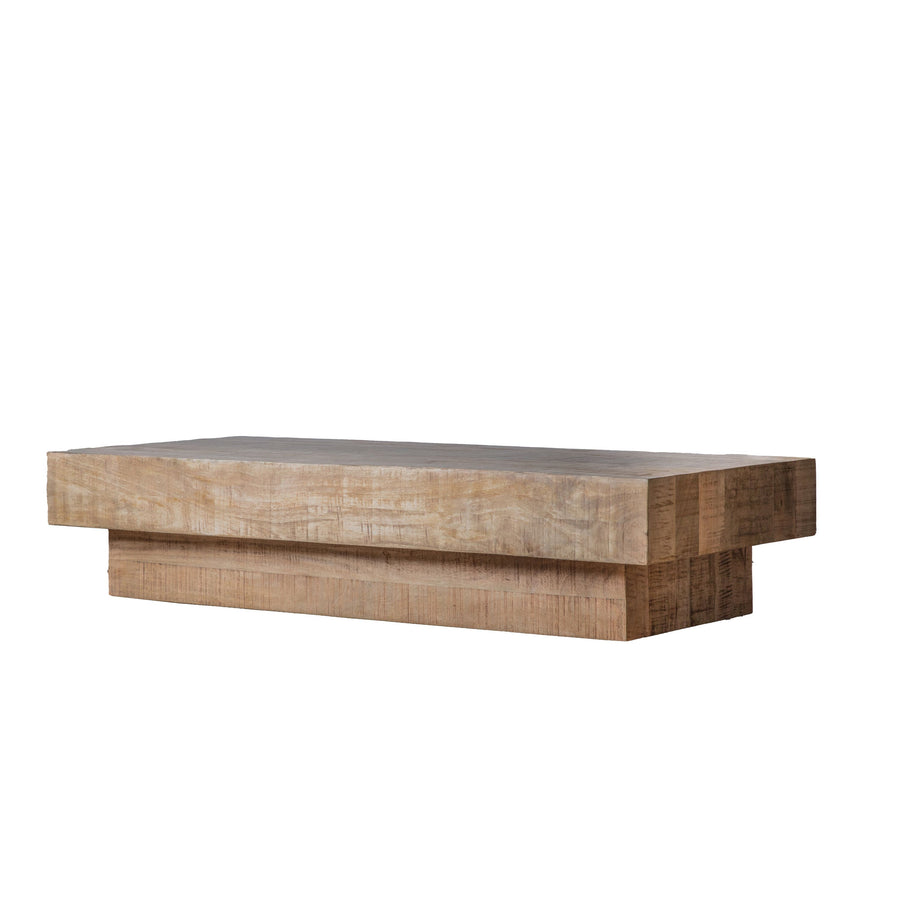 Asher Rustic Solid Wood Block Coffee Table