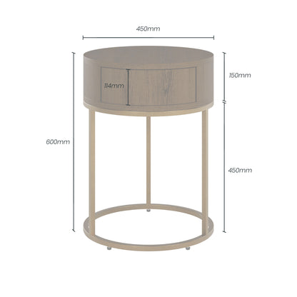 Hampton Round Wooden Bedside Table