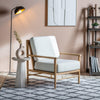 Beverly Oak and Rattan Armchair | Cream - Salty Casa