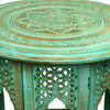 Round Carved Mango Wood Small Occasional Table