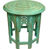 Round Carved Mango Wood Small Occasional Table