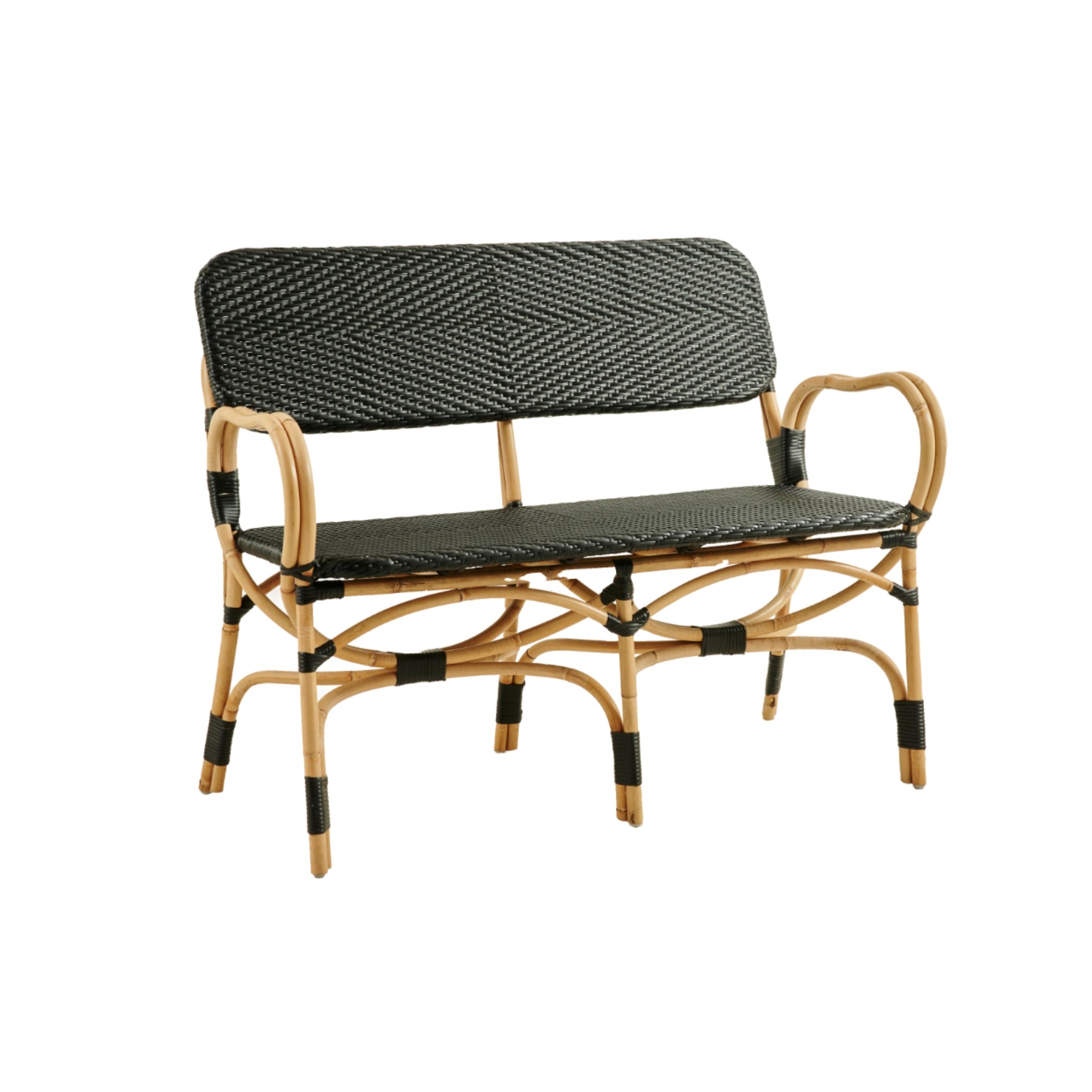 Plastic top rattan bench
