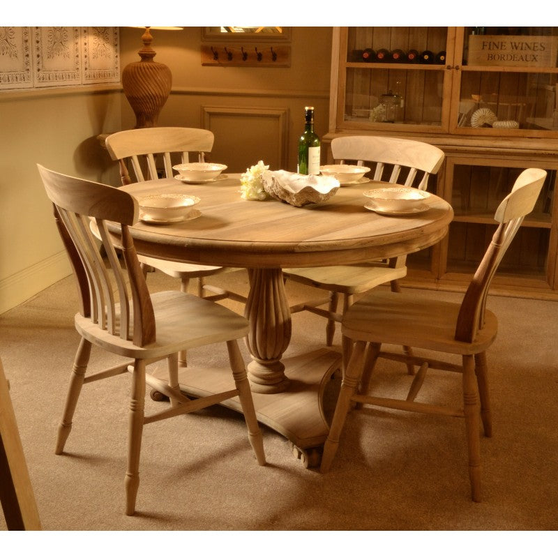 Coastal Living Fluted Pedestal Round Dining Table 120cm - Salty Casa