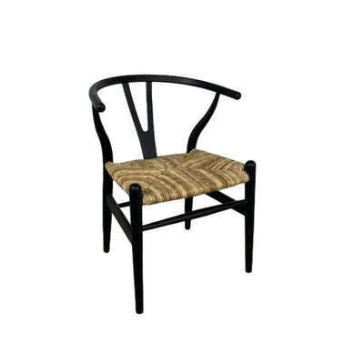 2x Carl Wishbone Dining Armchairs with Rush Seats by Coastal Living