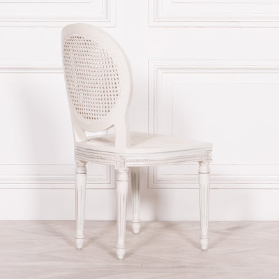 Pura Interiors French Chateau Style Rattan Dining Chair | White