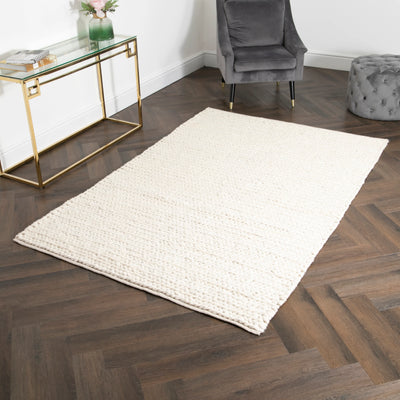 Natural Knitted Wool Rug | Rectangular