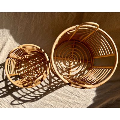 Set of 2 Natural Rattan Baskets