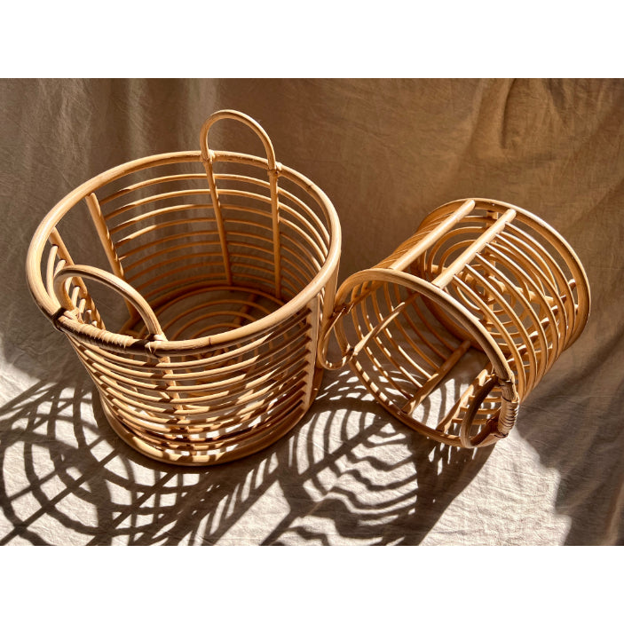 Set of 2 Natural Rattan Baskets