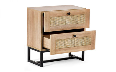 Set of 2 Reese Scandi-Industrial 2-Drawer Bedside Tables
