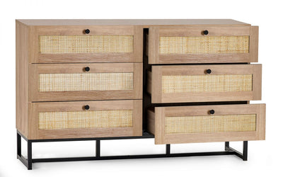 Reese Scandi-Industrial 6-Drawer Double Dresser 120cm