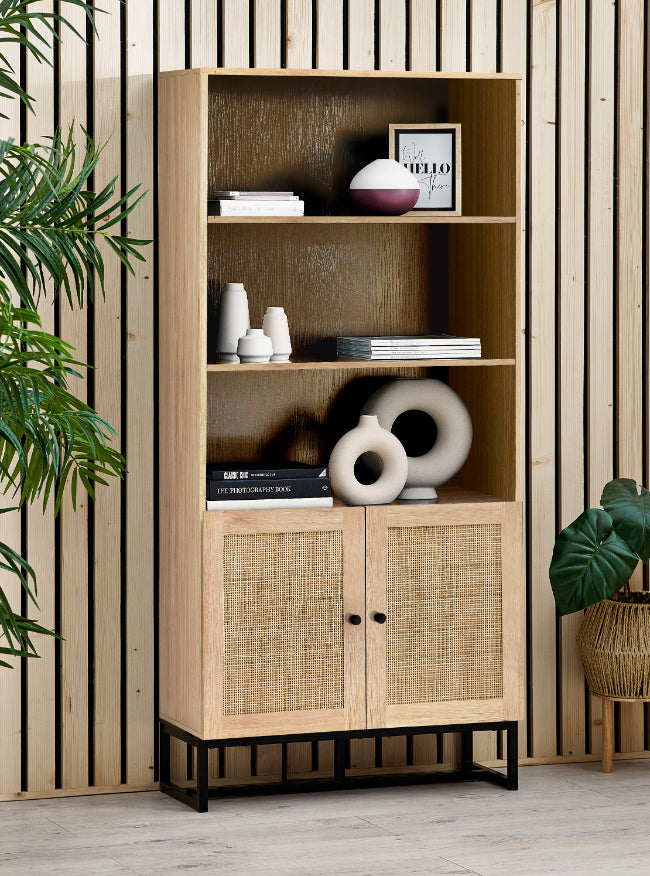 Reese Scandi-Industrial Tall Storage Cabinet - Salty Casa