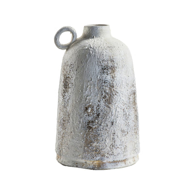 Rustic Textured Stone Vase with Handle