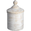 Rustic Whitewash Stone Cannister with Lid