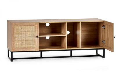 Reese Scandi-Industrial Rattan Media Unit with Storage 150cm