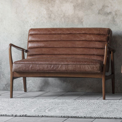 Seville Mid-Century 2-Seater Leather Sofa