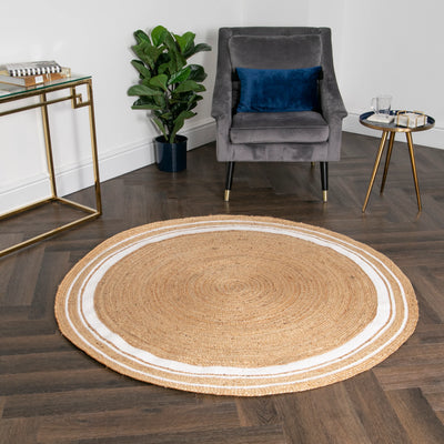 Striped Circular Jute Rug 150cm or 200cm