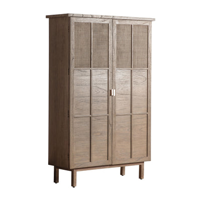 Takumi Mindi Wood and Cane 2-Door Tall Cabinet | Natural