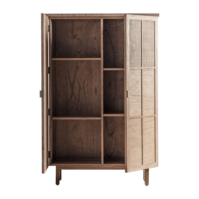 Takumi Mindi Wood and Cane 2-Door Tall Cabinet | Natural