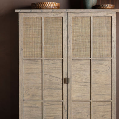 Takumi Mindi Wood and Cane 2-Door Tall Cabinet | Natural