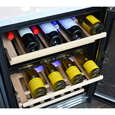 Montpellier WC46X 46-Bottle Undercounter and Freestanding Dual Zone Wine Cooler