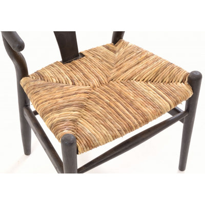 2x Carl Wishbone Dining Armchairs with Rush Seats by Coastal Living