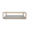 Elmley Coffee Table with Faux Shagreen Base and Glass Top