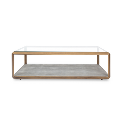 Elmley Coffee Table with Faux Shagreen Base and Glass Top