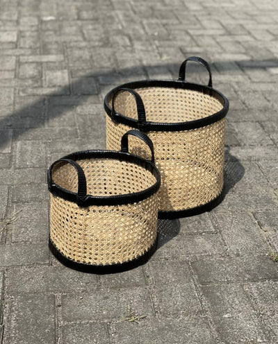 Set of 2 Premium Rattan Weave Baskets