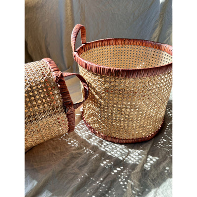 Set of 2 Premium Rattan Weave Baskets